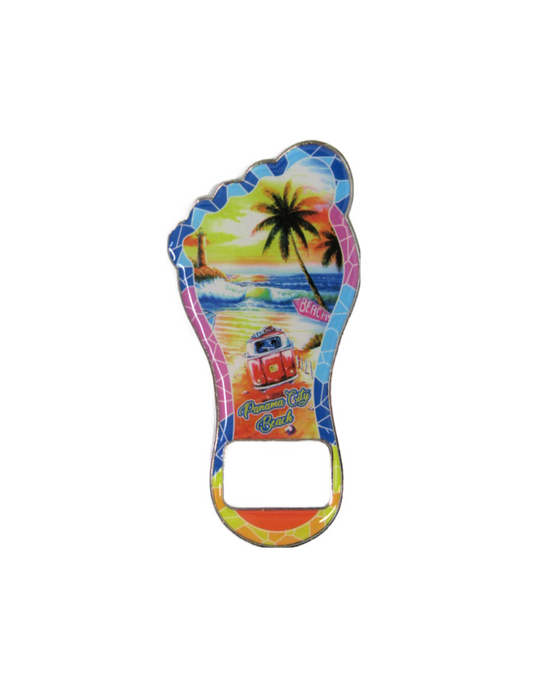 BM1407 PANAMA CITY BEACH FOOT SHAPED SUNSET BOTTLE OPENER