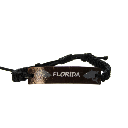 BR0020 BRACELET BLACK CORD W/SHARK FLORIDA