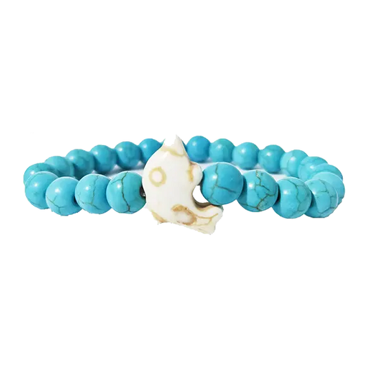 BR0022 BLUE BEADED STRETCH BRACELET DOLPHIN