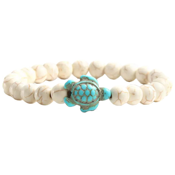 BR0023 BONE BEADED STRETCH BRACLET TURTLE