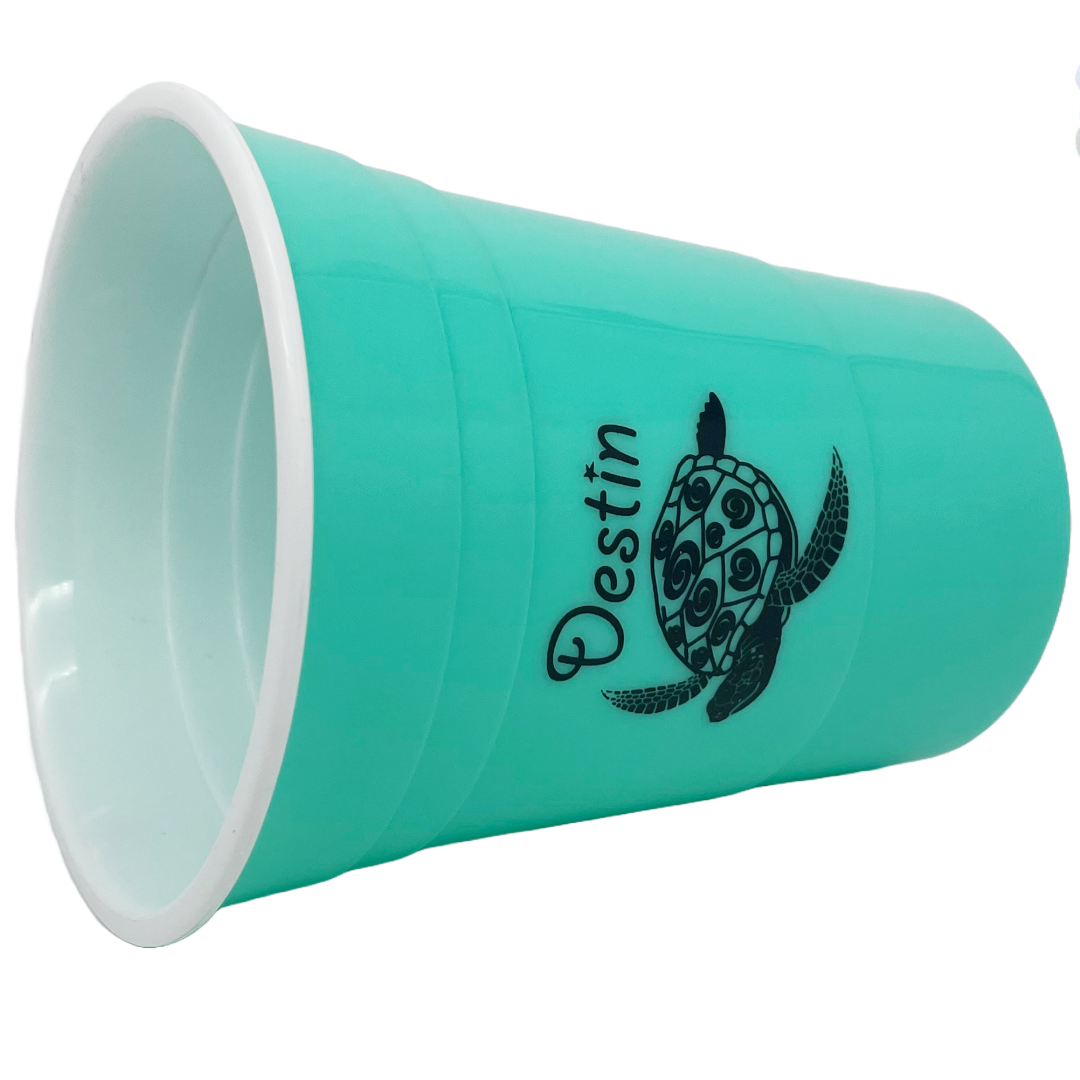 DC0003A DESTIN PARTY CUP TEAL TURTLE