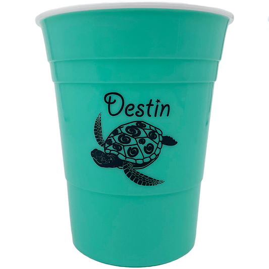 DC0003A DESTIN PARTY CUP TEAL TURTLE