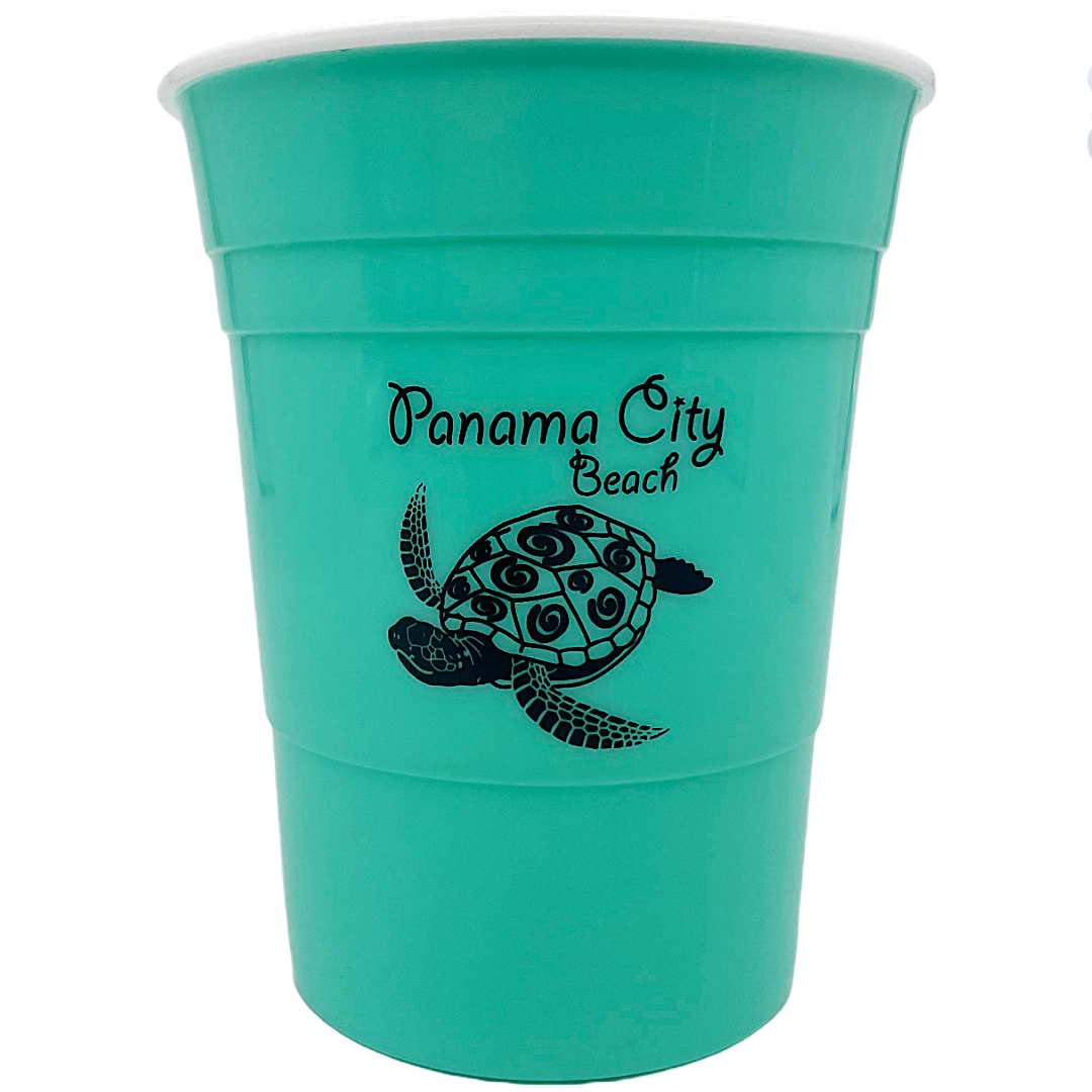 DC0003B PANAMA CITY BEACH PARTY CUP TEAL TURTLE
