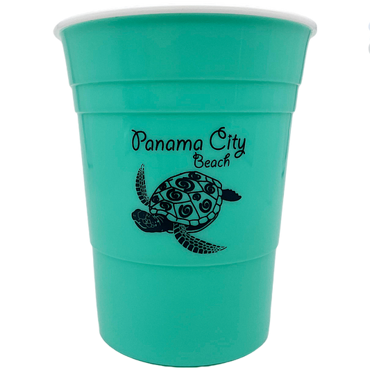 DC0003B PANAMA CITY BEACH PARTY CUP TEAL TURTLE