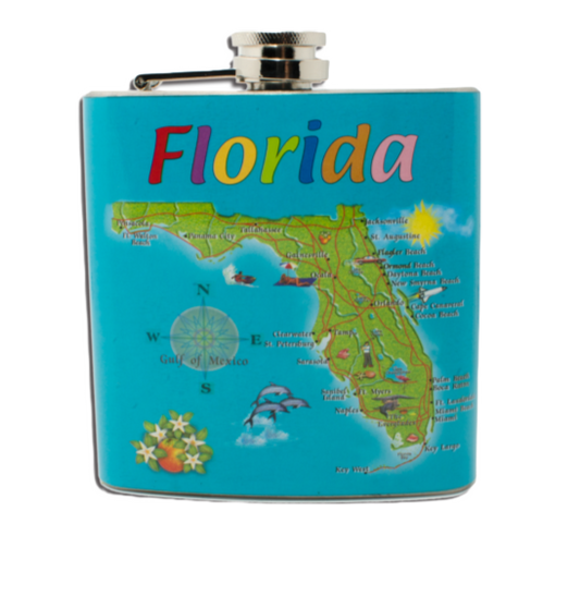 HF3504 HIP FLASK FLORIDA MAP