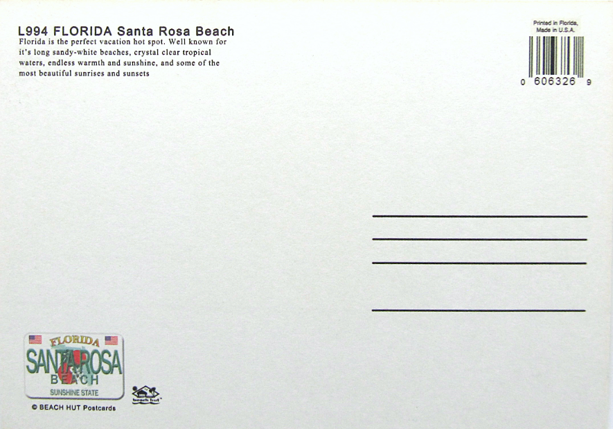 LP0994 SANTA ROSA BEACH LICENSE PLATE