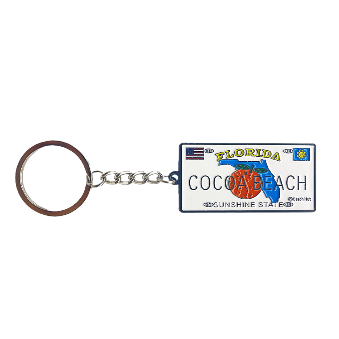 MK1175 COCOA BEACH LICENSE PLATE METAL KEYCHAIN