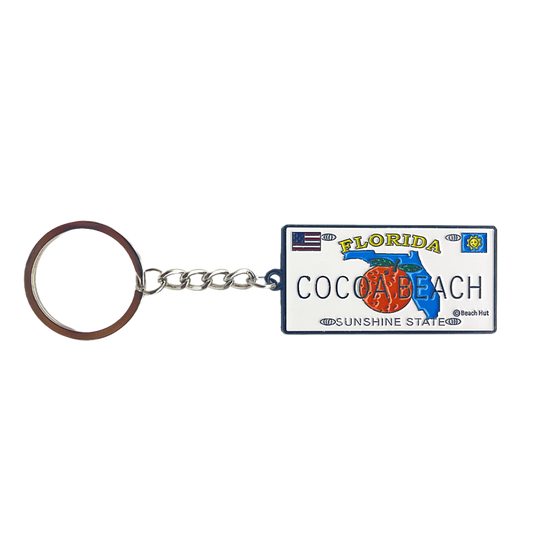 MK1175 COCOA BEACH LICENSE PLATE METAL KEYCHAIN