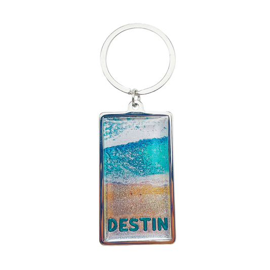 MK1320 DESTIN METAL KEYCHAIN BEACH SCENE
