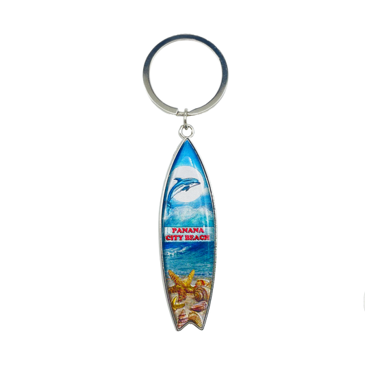 MK1425 PANAMA CITY BEACH METAL KEYCHAIN DOLPHIN