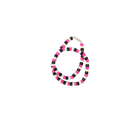 NK0008 NECKLACE BLACK/PINK/WHITE