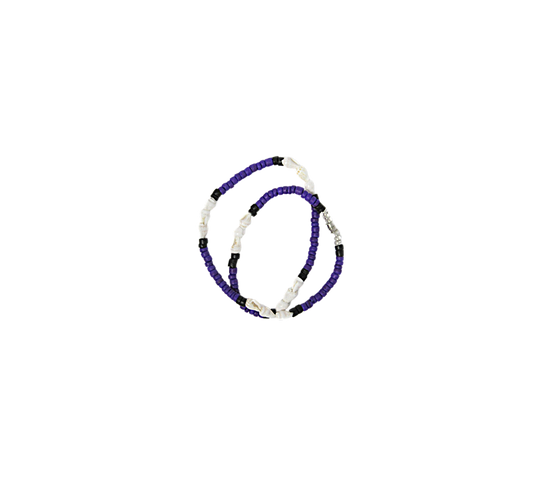NK0011 NECKLACE PURPLE/BLACK WHITE SHELL