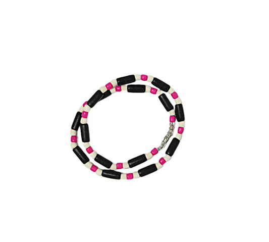 NK0014 NECKLACE BLACK/WHITE/PINK