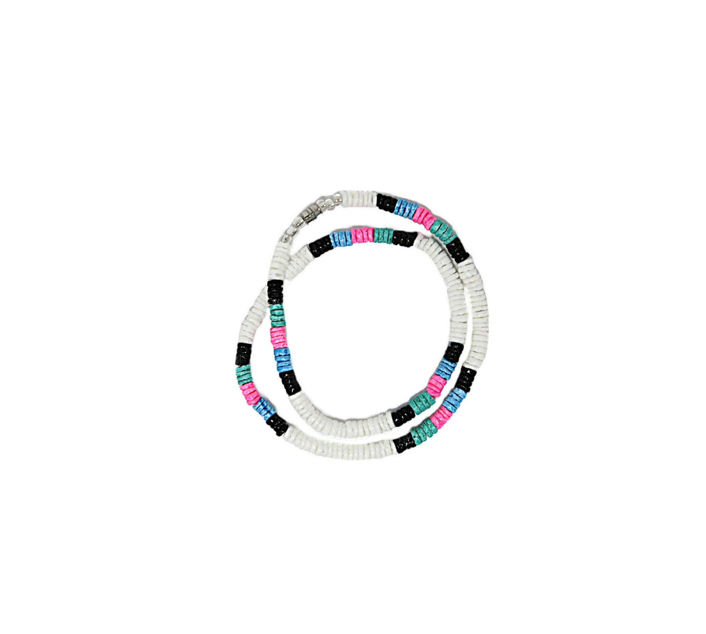 NK0020 NECKLACE WHITE/BLACK/AQUA/PINK CLAM