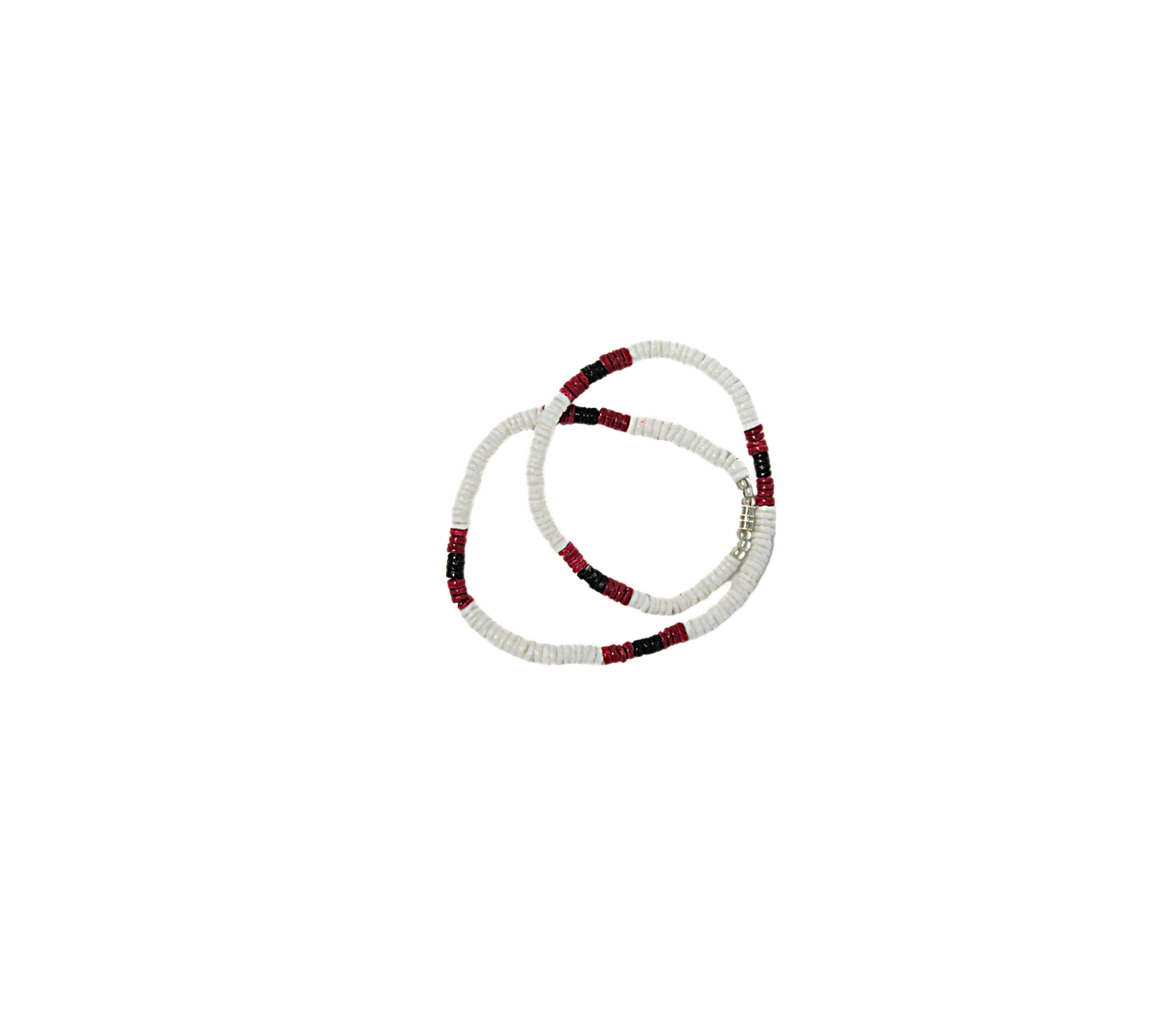 NK0021 NECKLACE WHITE CLAM RASPBERRY RED/BLACK