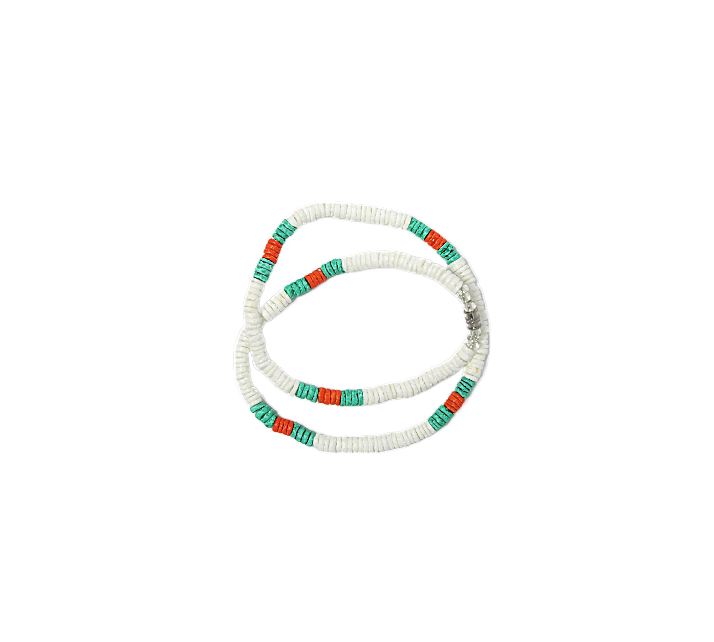 NK0022 NECKALACE WHITE/ORANGE/AQUA CLAM