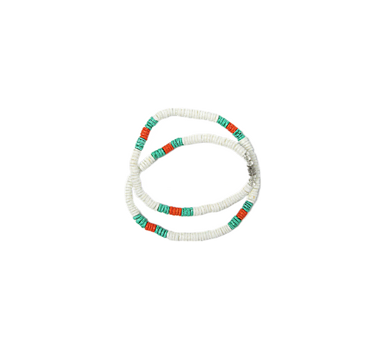 NK0022 NECKALACE WHITE/ORANGE/AQUA CLAM