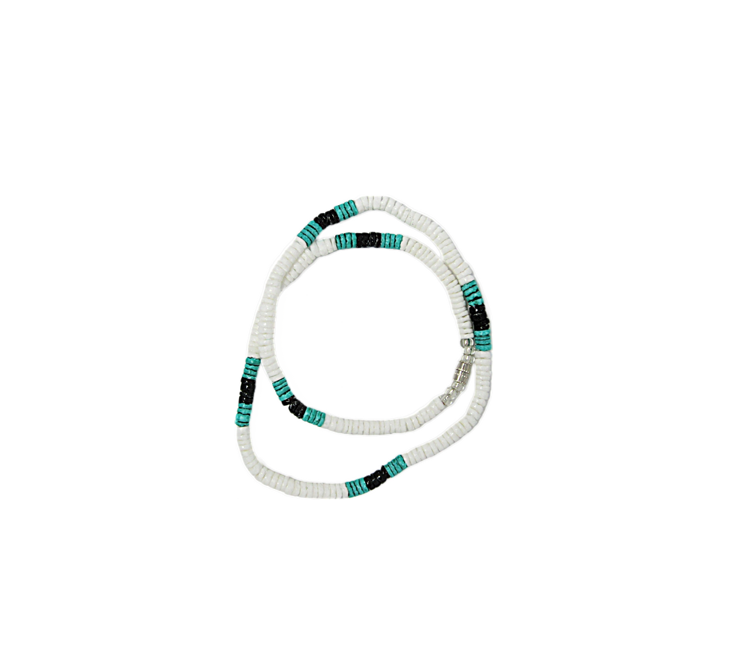 NK0025 NECKLACE WHITE/BLACK/AQUA SHELL