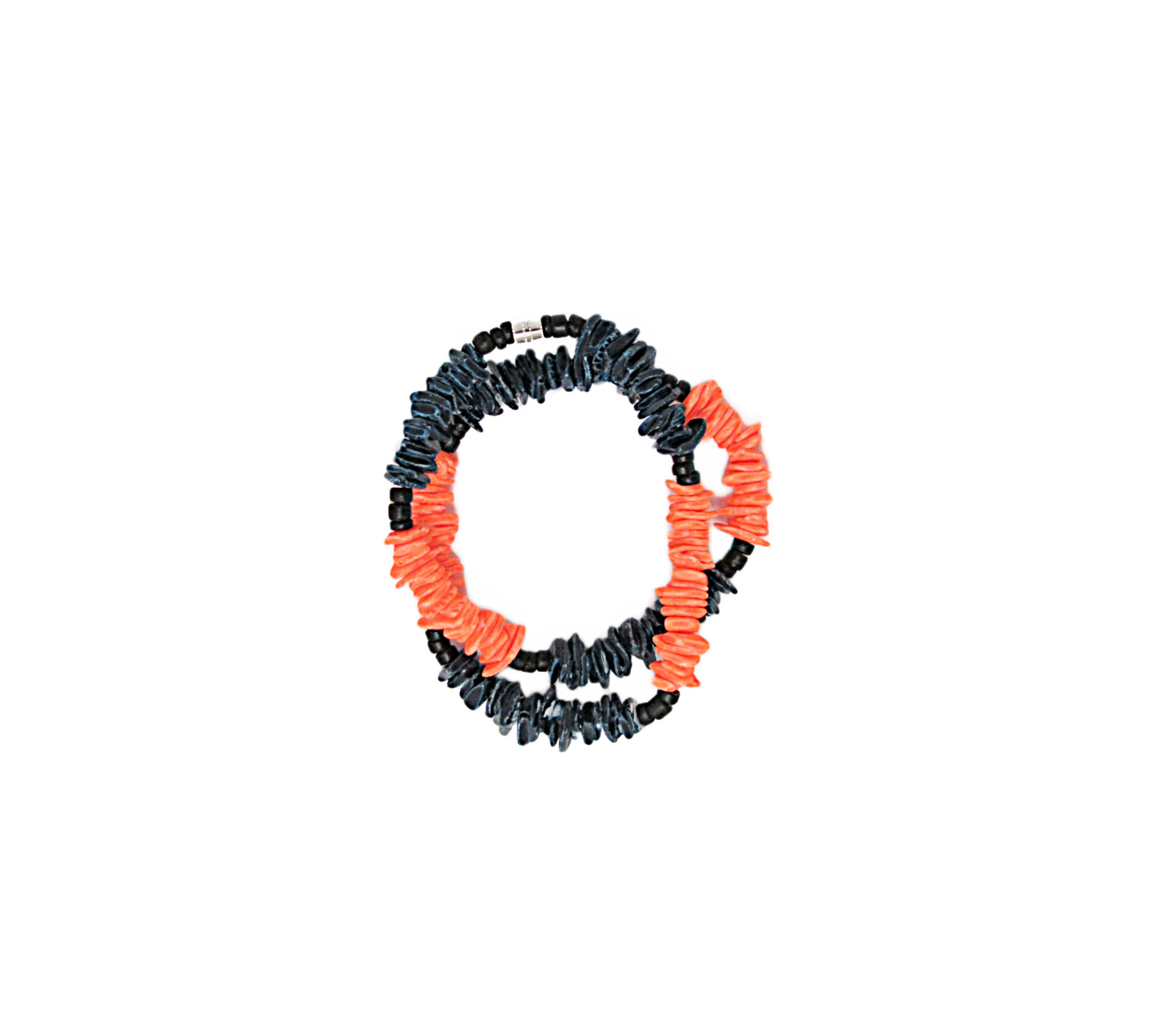 NK0026 NECKLACE BLUE/BLACK/ORANGE SHELL