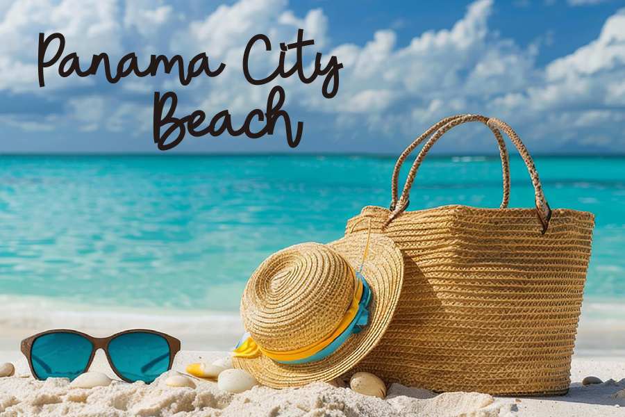PM0533B PANAMA CITY BEACH SUNGLASS/HAT ON BEACH