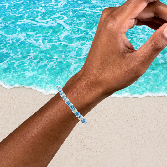 BR0017 BRACELET BLUE/WHITE CLAM