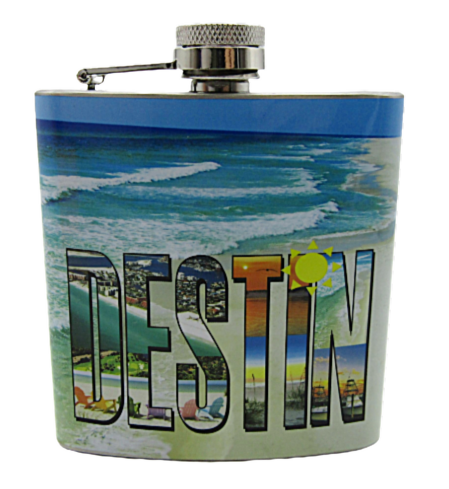 HF3507 HIP FLASK DESTIN LETTERS