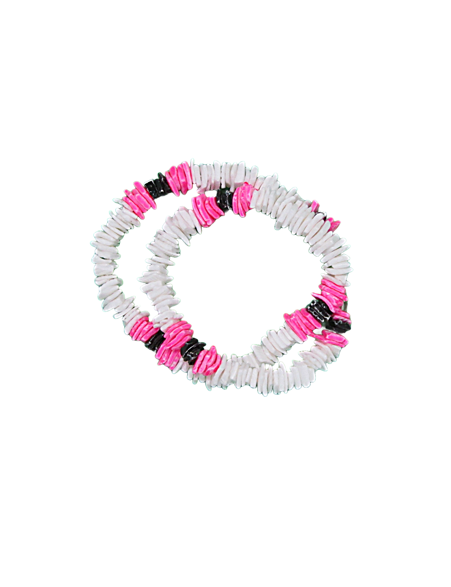 NK0023 NECKLACE WHITE ROSE W/PINK/BLACK COMBO