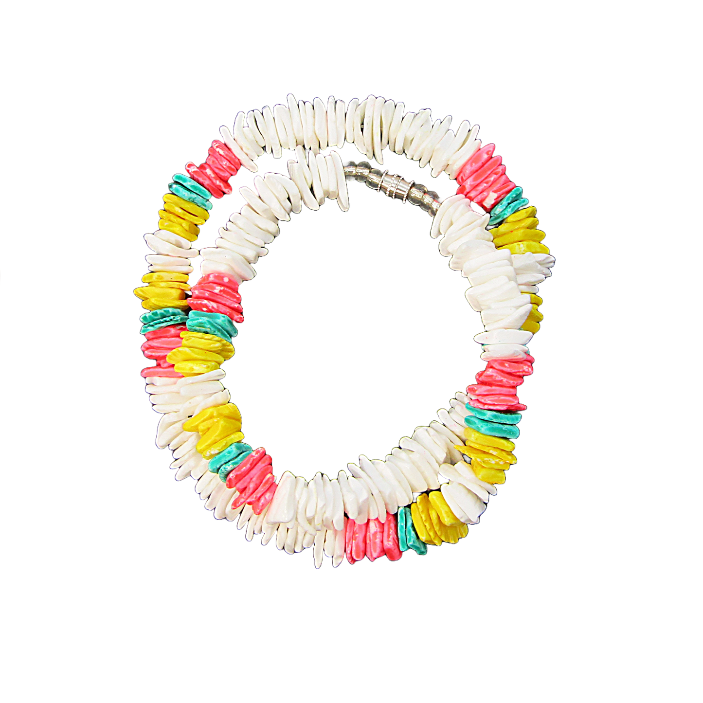 NK0024 NECKALACE WHITE/PINK/YELLOW TEAL SHELL