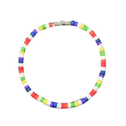 AN0002 CLAM ANKLET WHITE, BLUE,RED,YELLOW