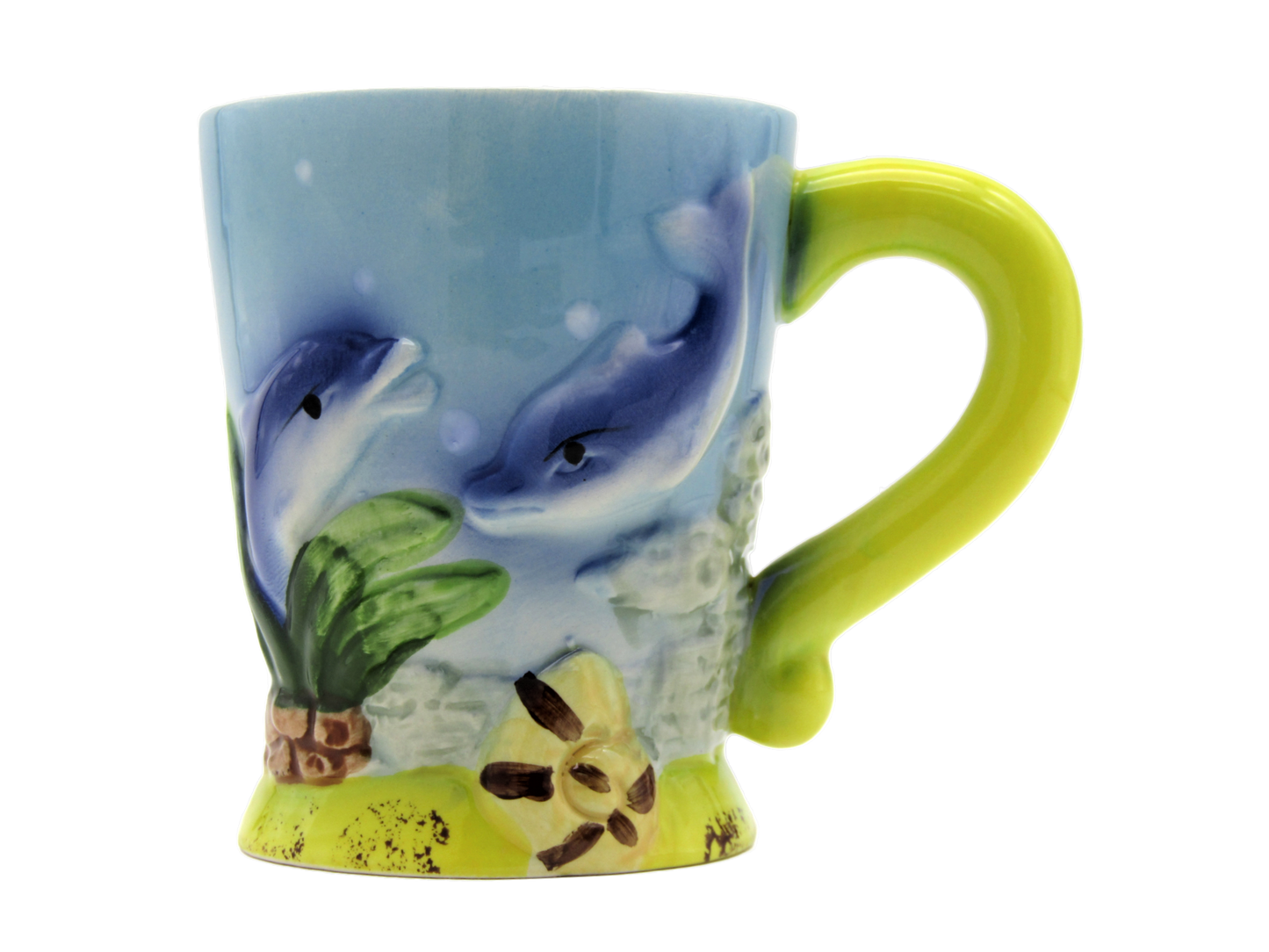 BM3504 PAD BEACH MUG YELLOW 2 DOLPHINS