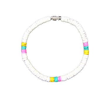 BR0019 BRACELET WHITE/PINK/AQUA/YELLOW CLAM