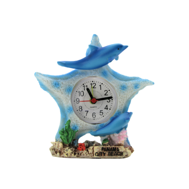CL6507 PANAMA CITY BEACH STARFISH DOLPHIN CLOCK