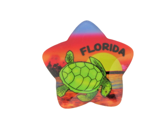 GM0108 FLORIDA STAR GLASS MAGNET TURTLE