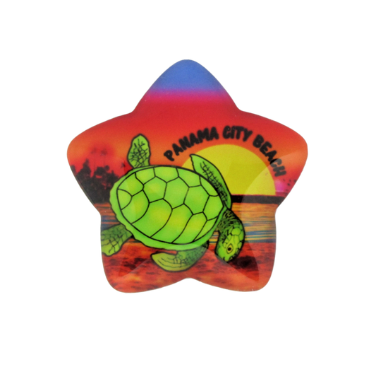 GM0406 PANAMA CITY BEACH STAR GLASS MAGNET TURTLE
