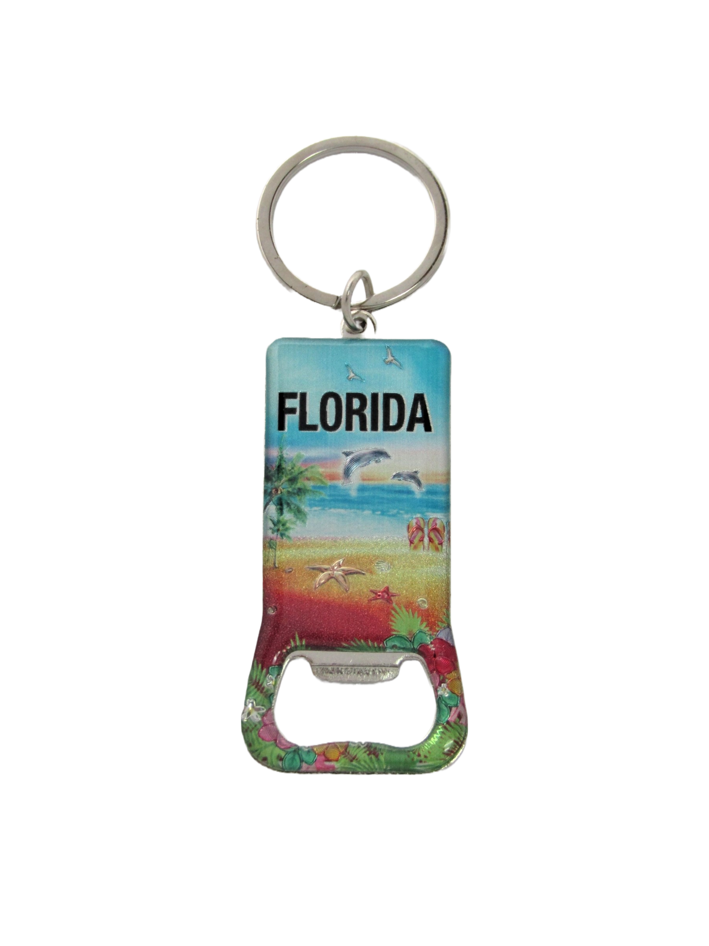 MK1132 FLORIDA DOLPINS SUNSET METAL BOTTLE OPENER KEYCHAIN