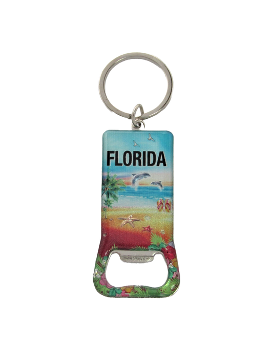 MK1132 FLORIDA DOLPINS SUNSET METAL BOTTLE OPENER KEYCHAIN