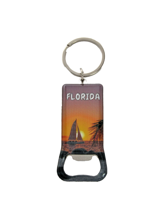 MK1133 FLORIDA BOTTLE OPENER KEYCHAIN SAILBOAT SUNSET
