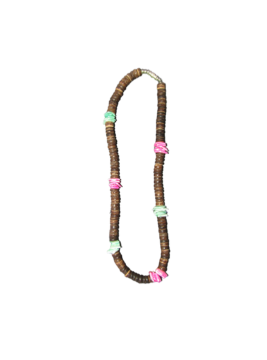 NK0010 NECKLACE PINK/GREEN/BROWN