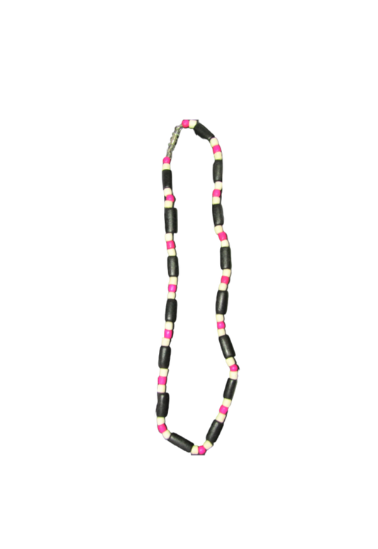 NK0014 NECKLACE BLACK/WHITE/PINK