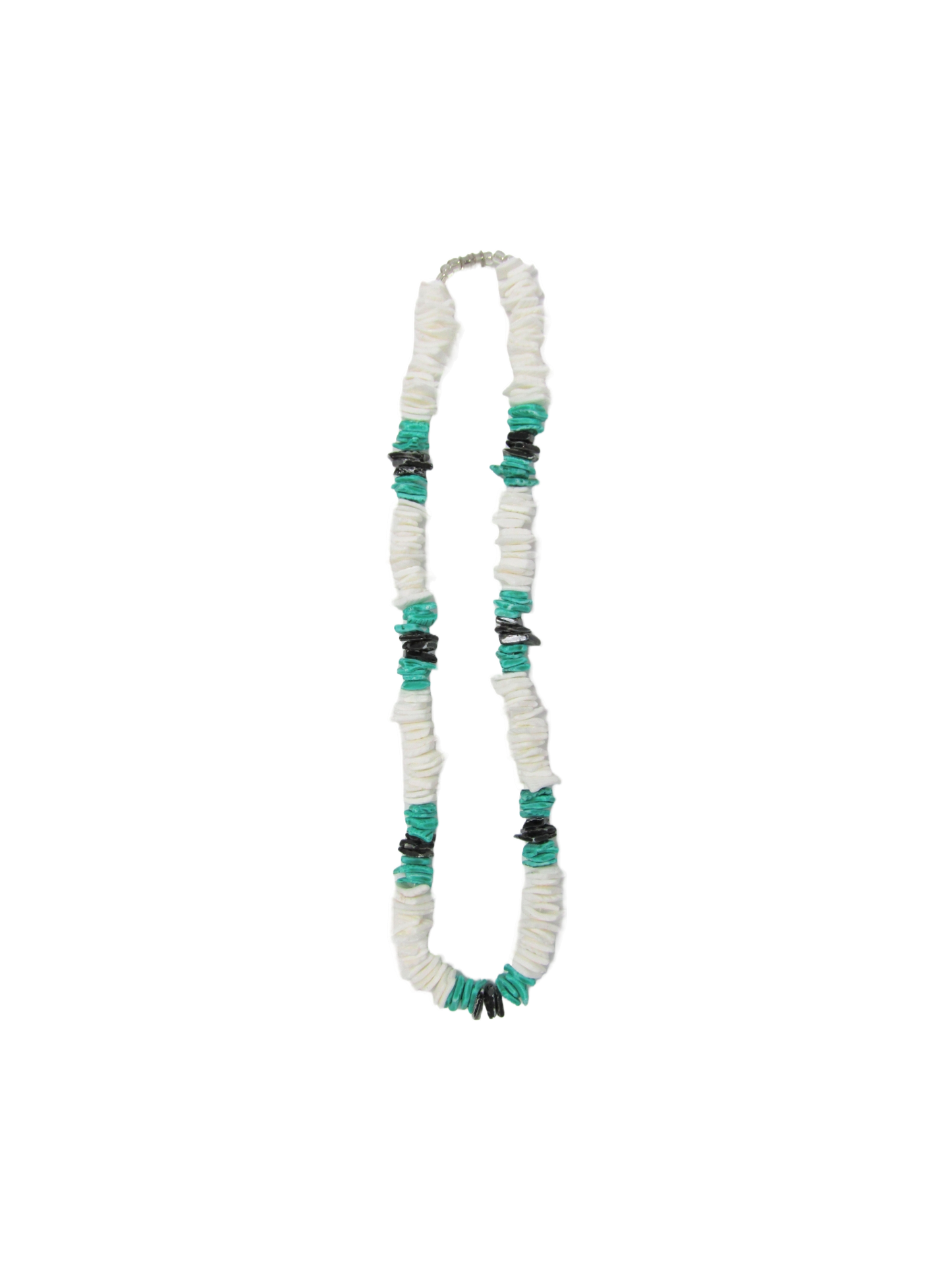 NK0018 NECKLACE WHITE/BLACK/AQUA CLAM