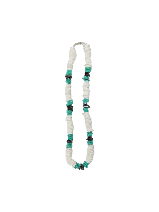 NK0018 NECKLACE WHITE/BLACK/AQUA CLAM