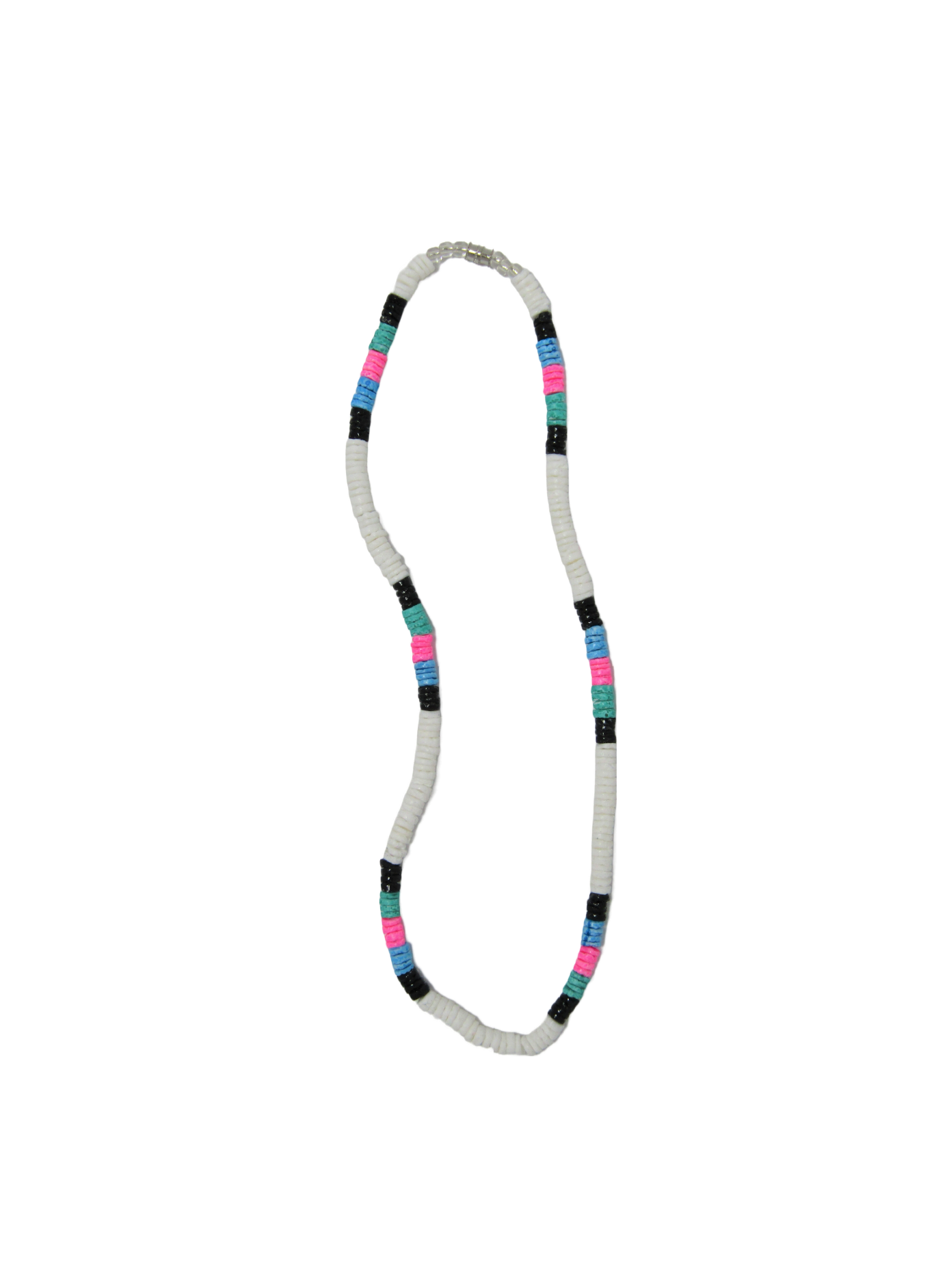 NK0020 NECKLACE WHITE/BLACK/AQUA/PINK CLAM