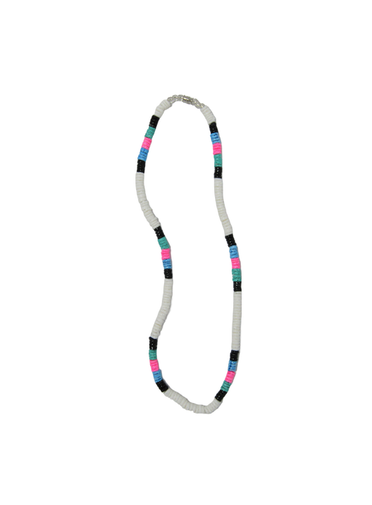 NK0020 NECKLACE WHITE/BLACK/AQUA/PINK CLAM