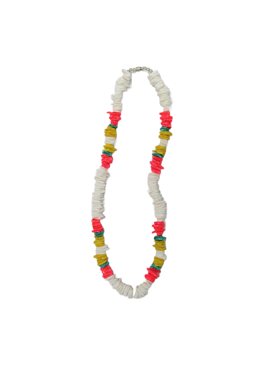 NK0024 NECKALACE WHITE/PINK/YELLOW TEAL SHELL