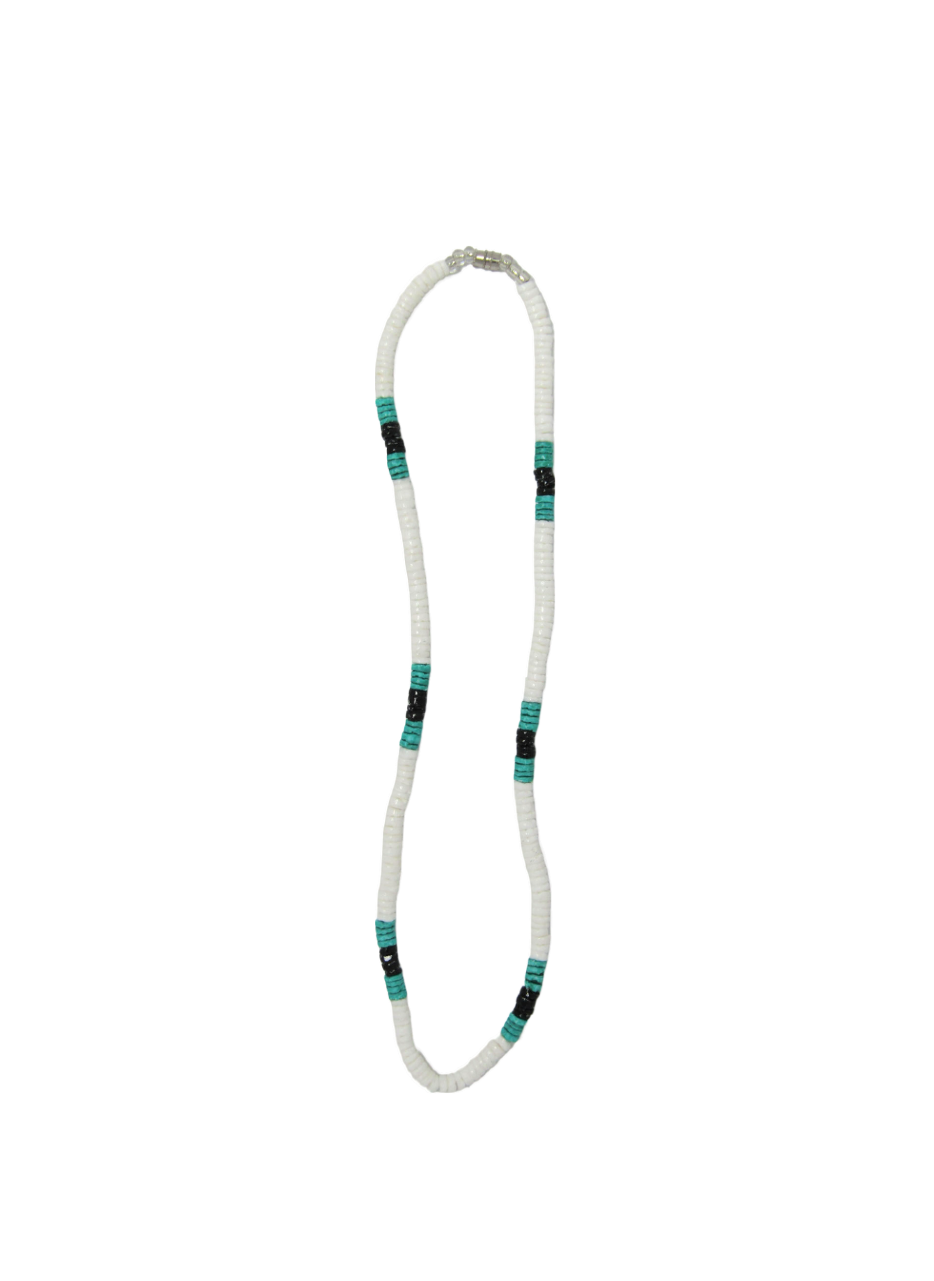 NK0025 NECKLACE WHITE/BLACK/AQUA SHELL