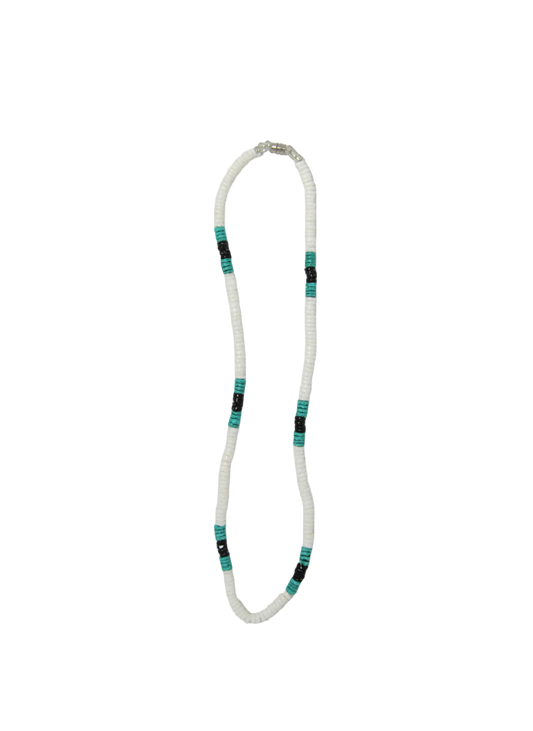 NK0025 NECKLACE WHITE/BLACK/AQUA SHELL