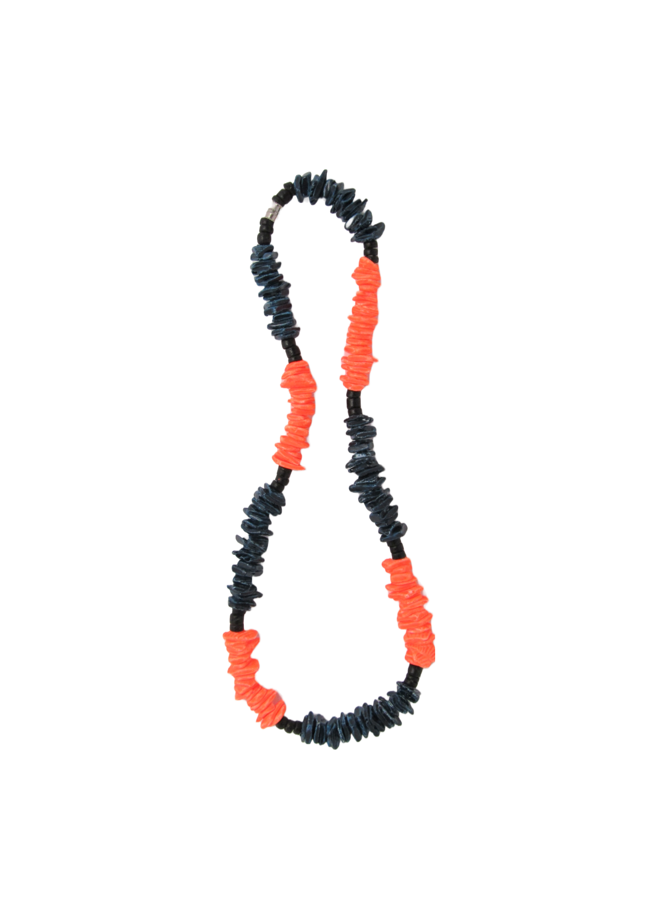 NK0026 NECKLACE BLUE/BLACK/ORANGE SHELL