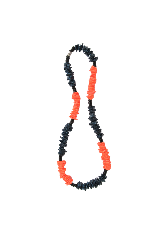 NK0026 NECKLACE BLUE/BLACK/ORANGE SHELL