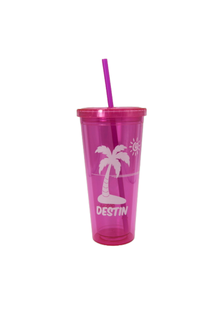 TU5302 DESTIN PINK PALM TUMBLER