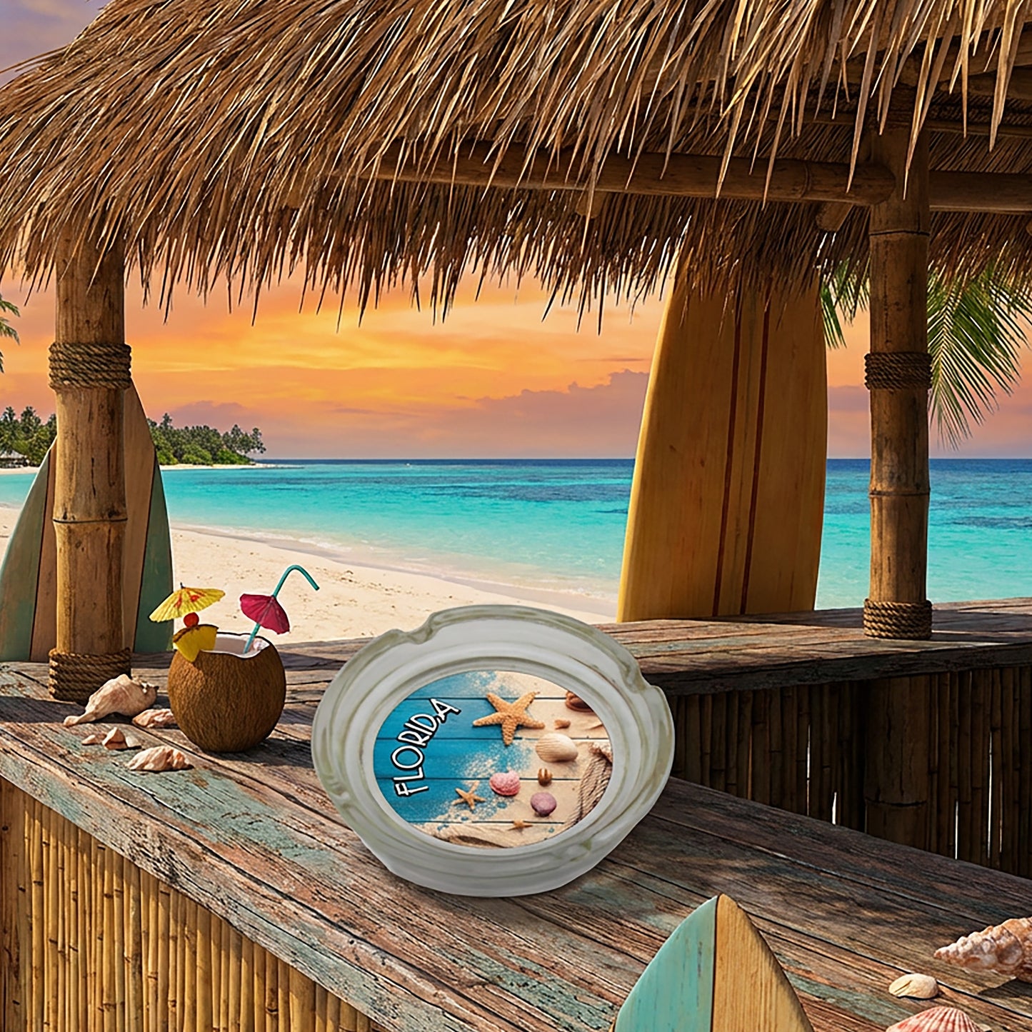 AS0005 4" FLORIDA SANDY DECK ASHTRAY